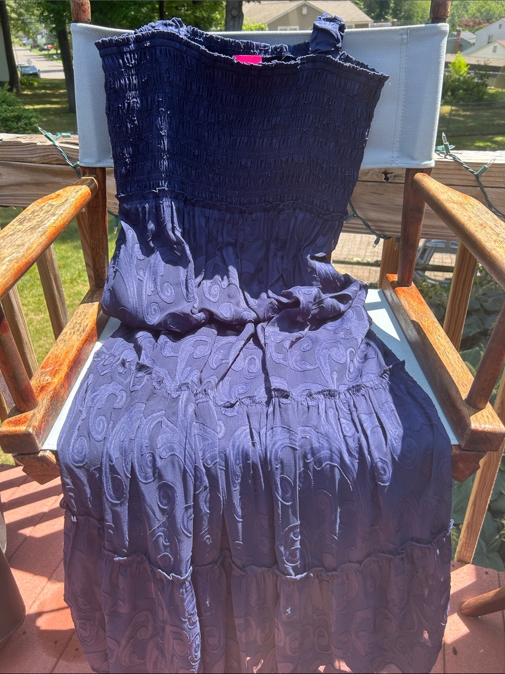 Lilly Pulitzer Navy Blue Maxi Dress with Smocked Bodice